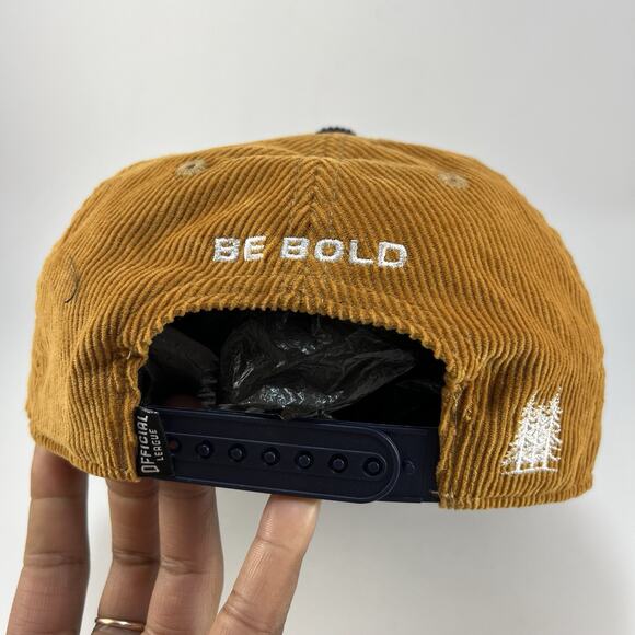 OL Reign Golden Crown Corduroy Hat Blue Khaki Strapback Soccer Seattle Be Bold - Picture 3 of 7